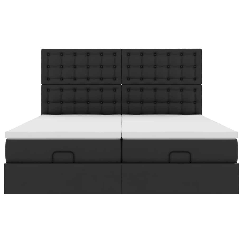 Struttura Letto Pouf con Materassi Nero 200x200 cm Similpelle | homemem39