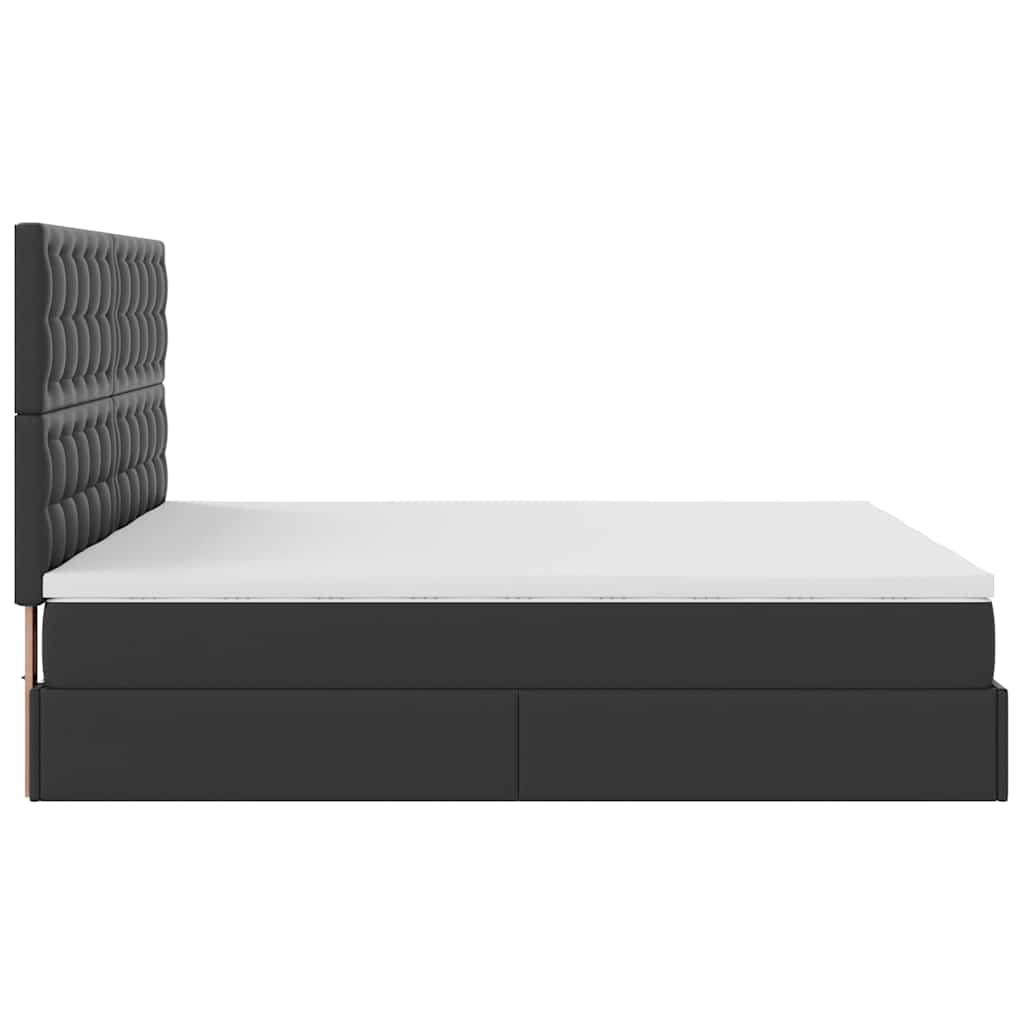 Struttura Letto Pouf con Materassi Nero 200x200 cm Similpelle | homemem39