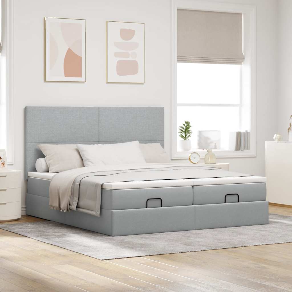Struttura Letto Pouf con Materassi 160x200 cm in Tessuto | homemem39