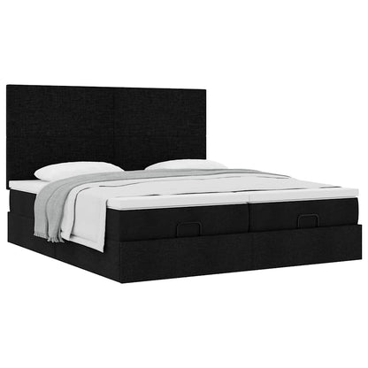 Struttura Letto Pouf con Materassi Nero 160x200 cm in Tessuto | homemem39