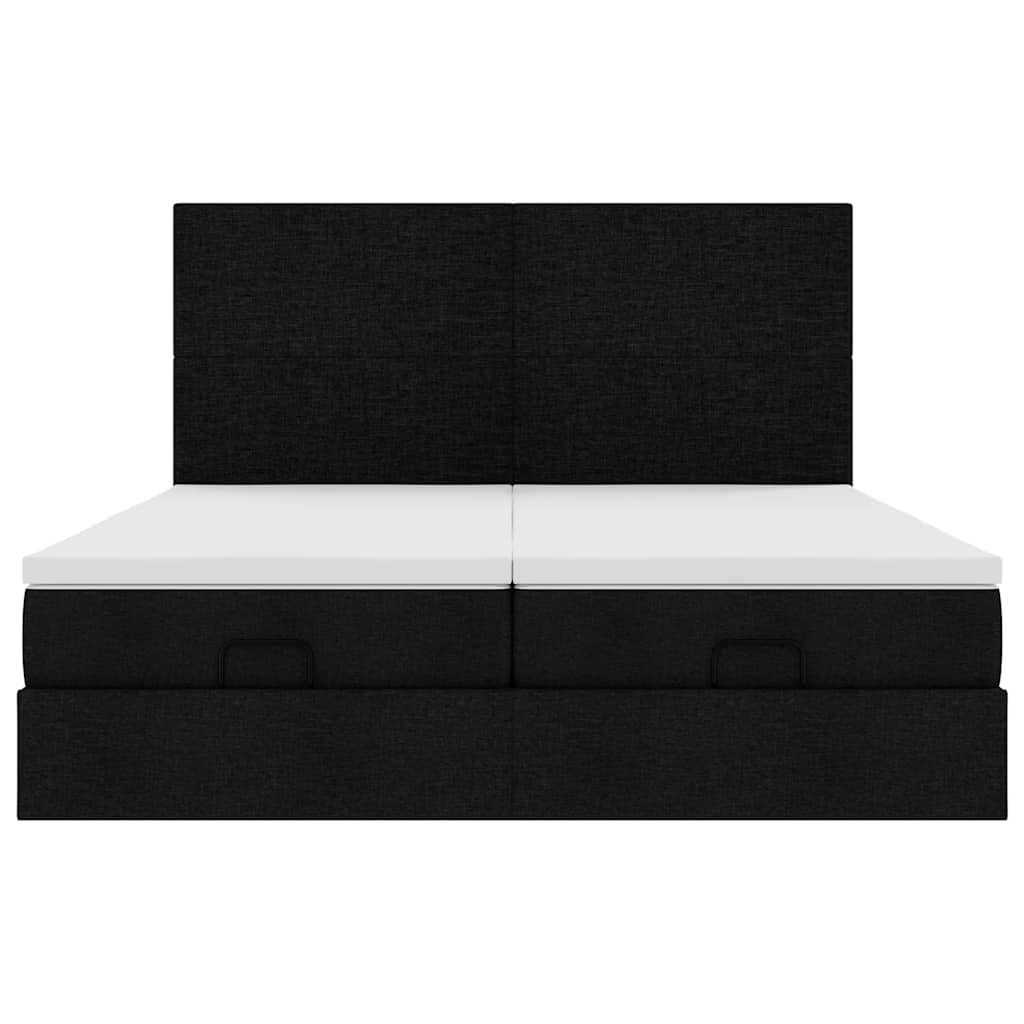 Struttura Letto Pouf con Materassi Nero 160x200 cm in Tessuto | homemem39