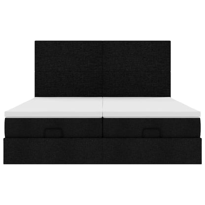 Struttura Letto Pouf con Materassi Nero 160x200 cm in Tessuto | homemem39