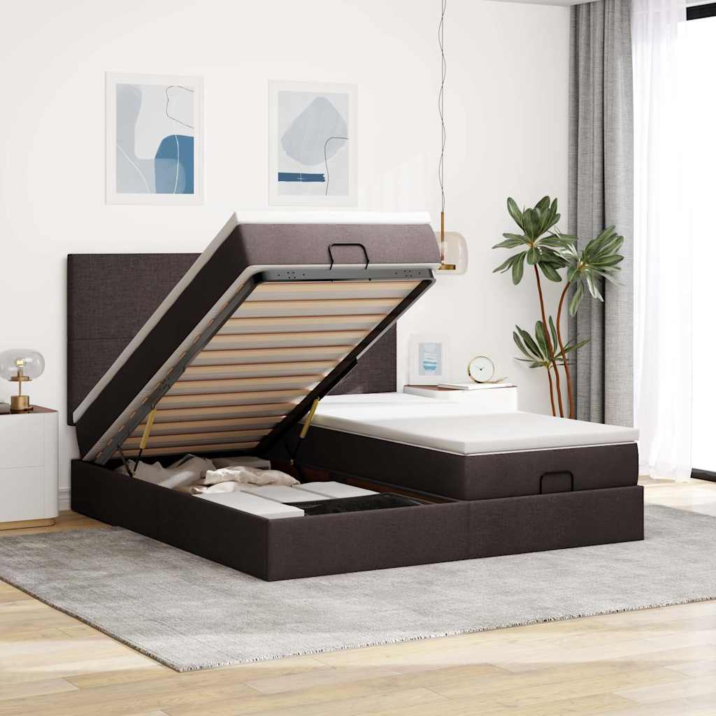 Struttura Letto Pouf con Materassi 160x200 cm in Tessuto