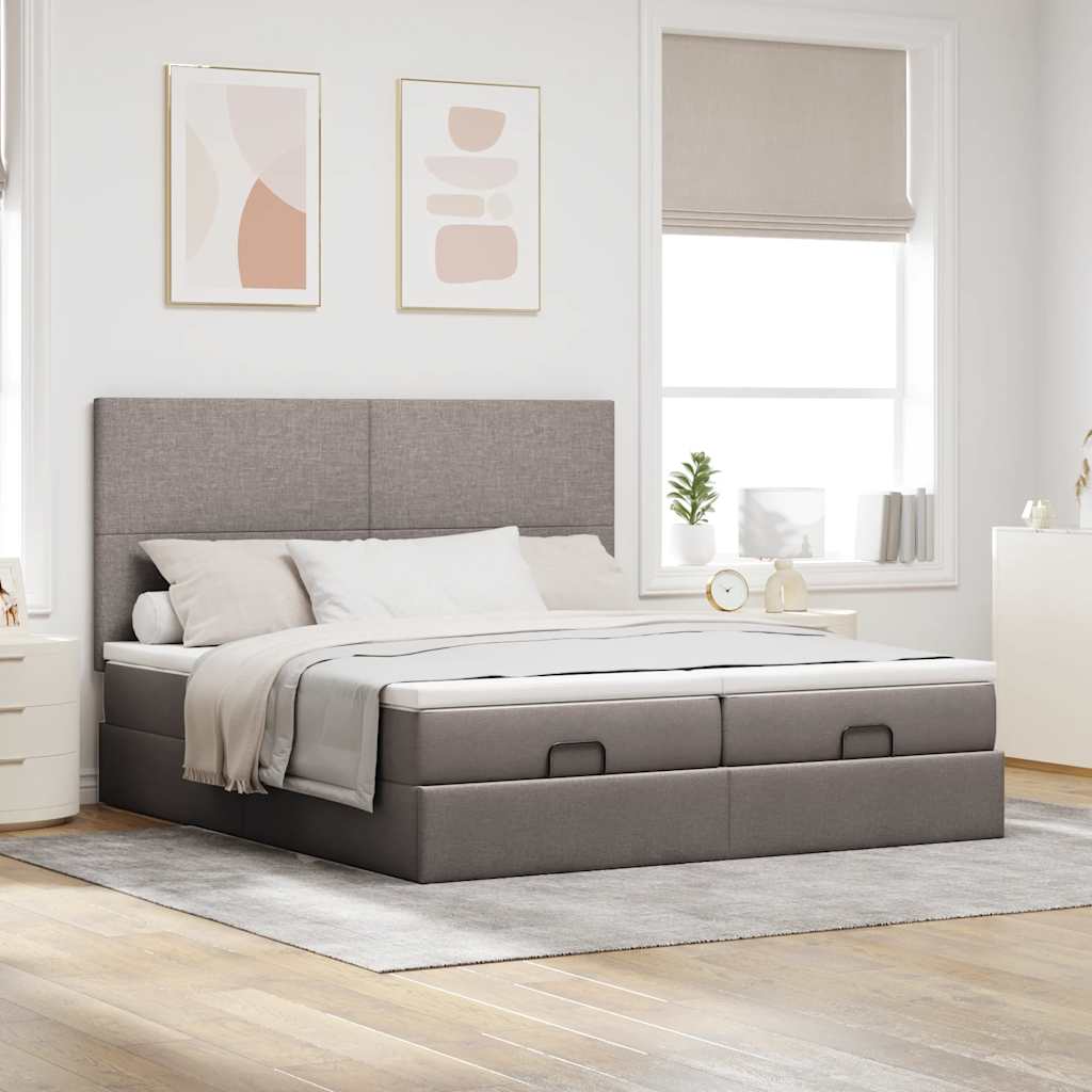 Struttura Letto Pouf con Materassi Tortora 180x200cm in Tessuto | homemem39