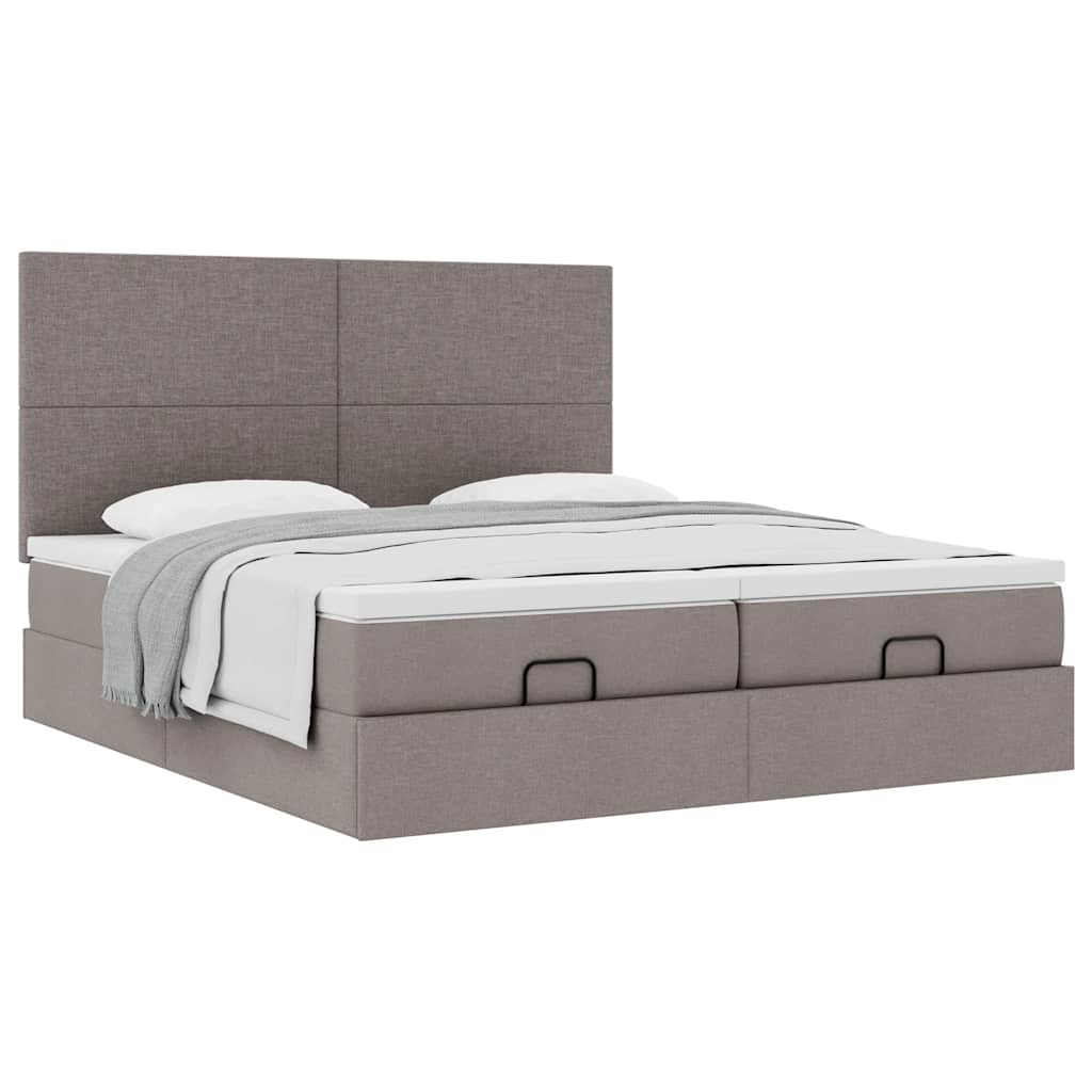 Struttura Letto Pouf con Materassi Tortora 180x200cm in Tessuto | homemem39