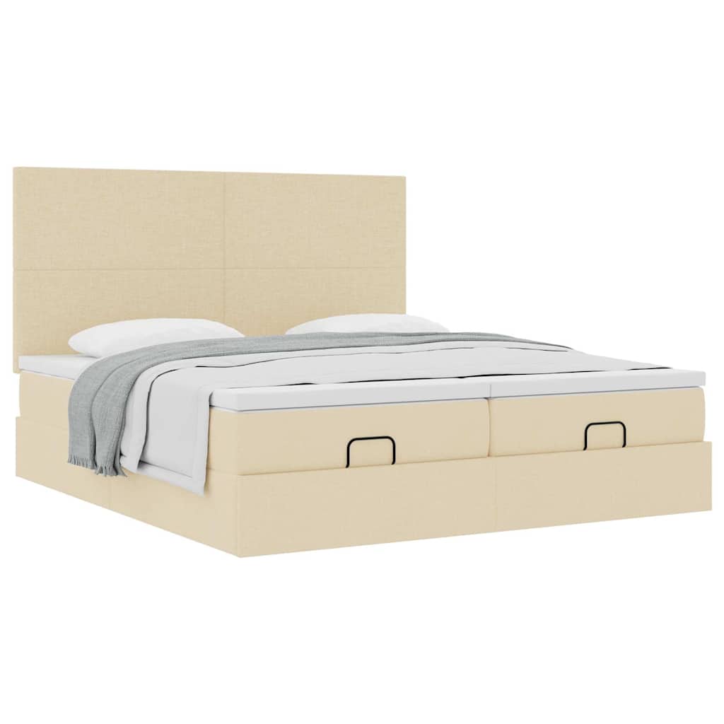 Struttura Letto Pouf con Materassi Crema 180x200 cm in Tessuto | homemem39