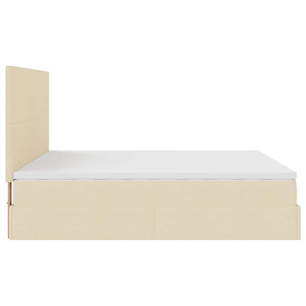 Struttura Letto Pouf con Materassi Crema 180x200 cm in Tessuto | homemem39