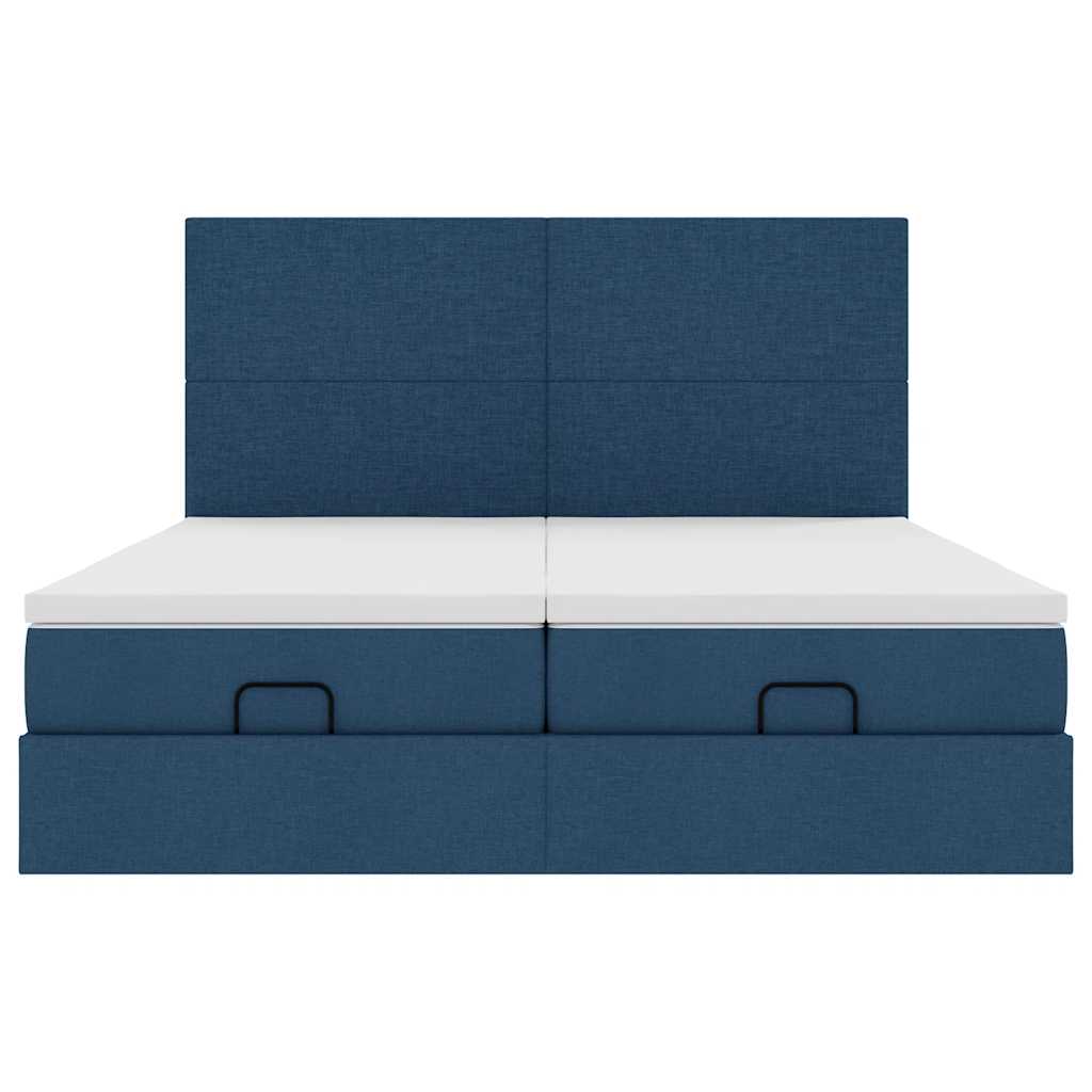 Struttura Letto Pouf con Materassi Blu 180x200cm in Tessuto | homemem39