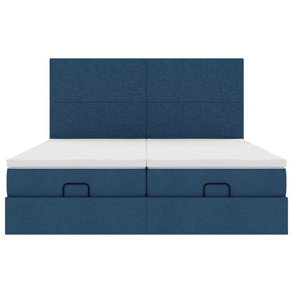 Struttura Letto Pouf con Materassi Blu 180x200cm in Tessuto | homemem39