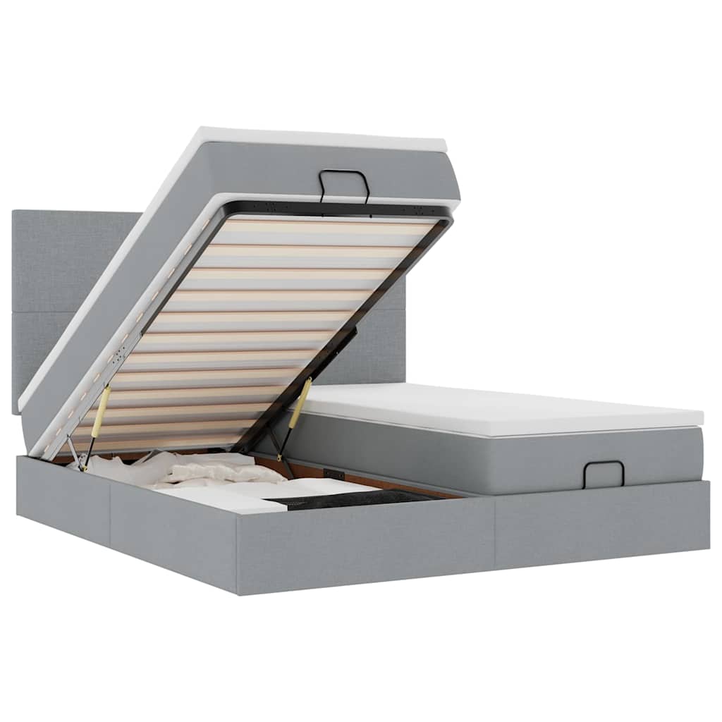 Struttura Letto Pouf con Materassi 200x200 cm in Tessuto - homemem39