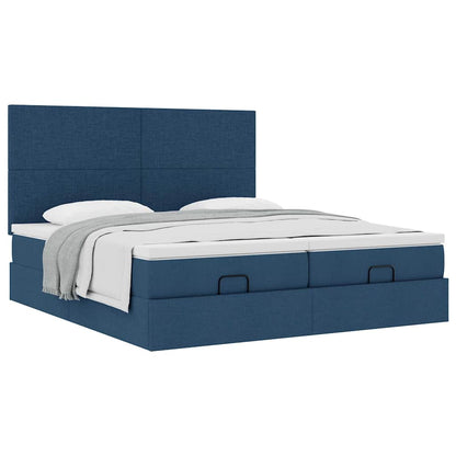 Struttura Letto Pouf con Materassi Blu 200x200 cm in Tessuto | homemem39