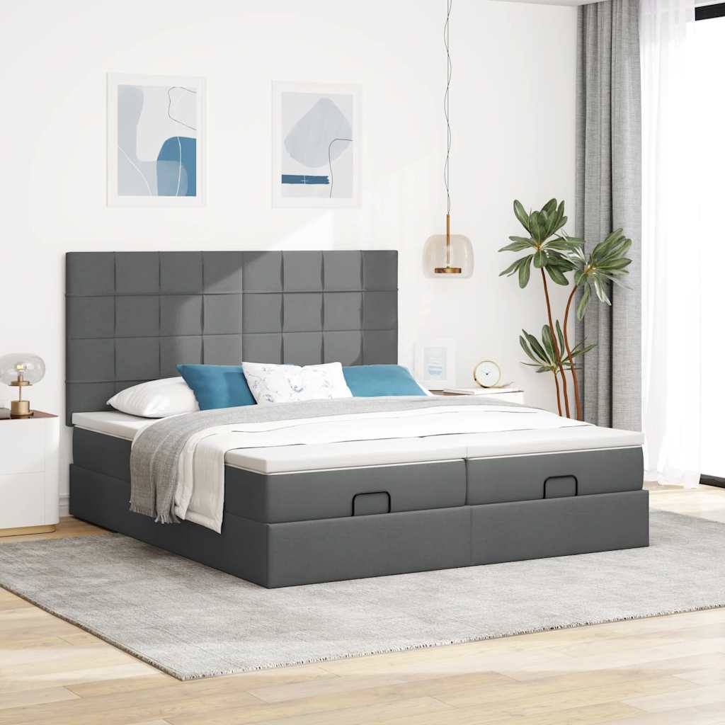 Struttura Letto Pouf con Materassi 160x200 cm in Tessuto | homemem39