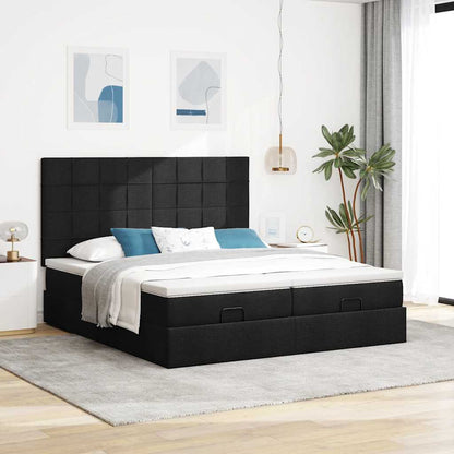 Struttura Letto Pouf con Materassi Nero 160x200 cm in Tessuto | homemem39