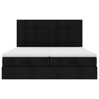 Struttura Letto Pouf con Materassi Nero 160x200 cm in Tessuto | homemem39