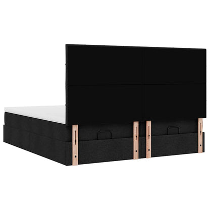 Struttura Letto Pouf con Materassi Nero 160x200 cm in Tessuto | homemem39