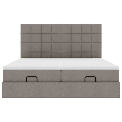 Struttura Letto Pouf con Materassi Tortora 160x200cm in Tessuto | homemem39