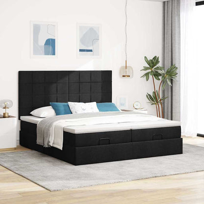 Struttura Letto Pouf con Materassi Nero 180x200 cm in Tessuto | homemem39