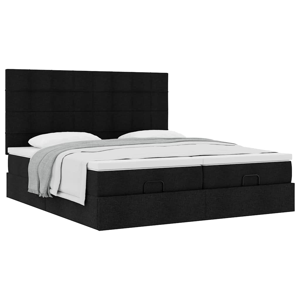 Struttura Letto Pouf con Materassi Nero 180x200 cm in Tessuto | homemem39