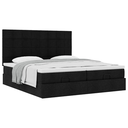 Struttura Letto Pouf con Materassi Nero 180x200 cm in Tessuto | homemem39