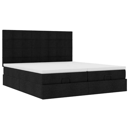 Struttura Letto Pouf con Materassi Nero 180x200 cm in Tessuto | homemem39
