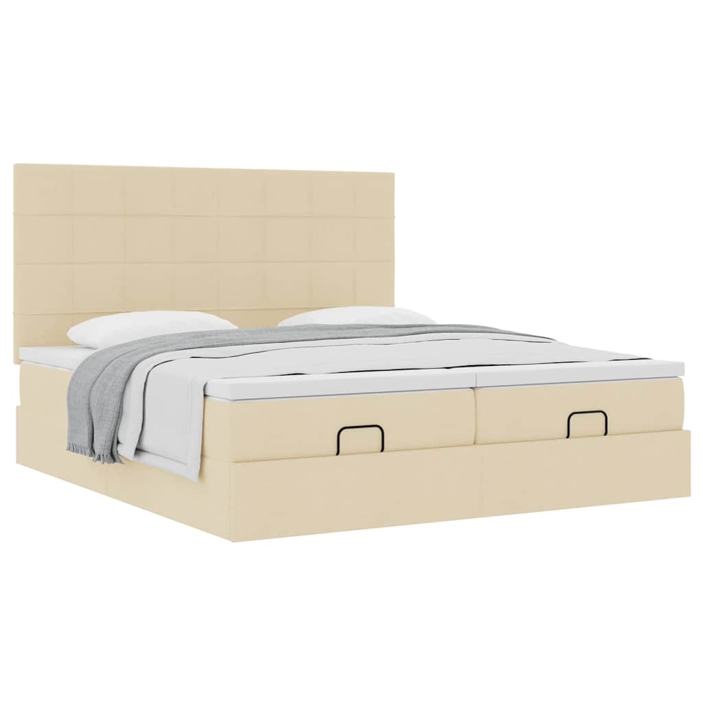 Struttura Letto Pouf con Materassi Crema 180x200 cm in Tessuto | homemem39