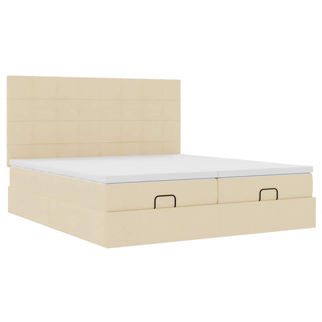 Struttura Letto Pouf con Materassi Crema 180x200 cm in Tessuto | homemem39