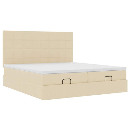 Struttura Letto Pouf con Materassi Crema 180x200 cm in Tessuto | homemem39