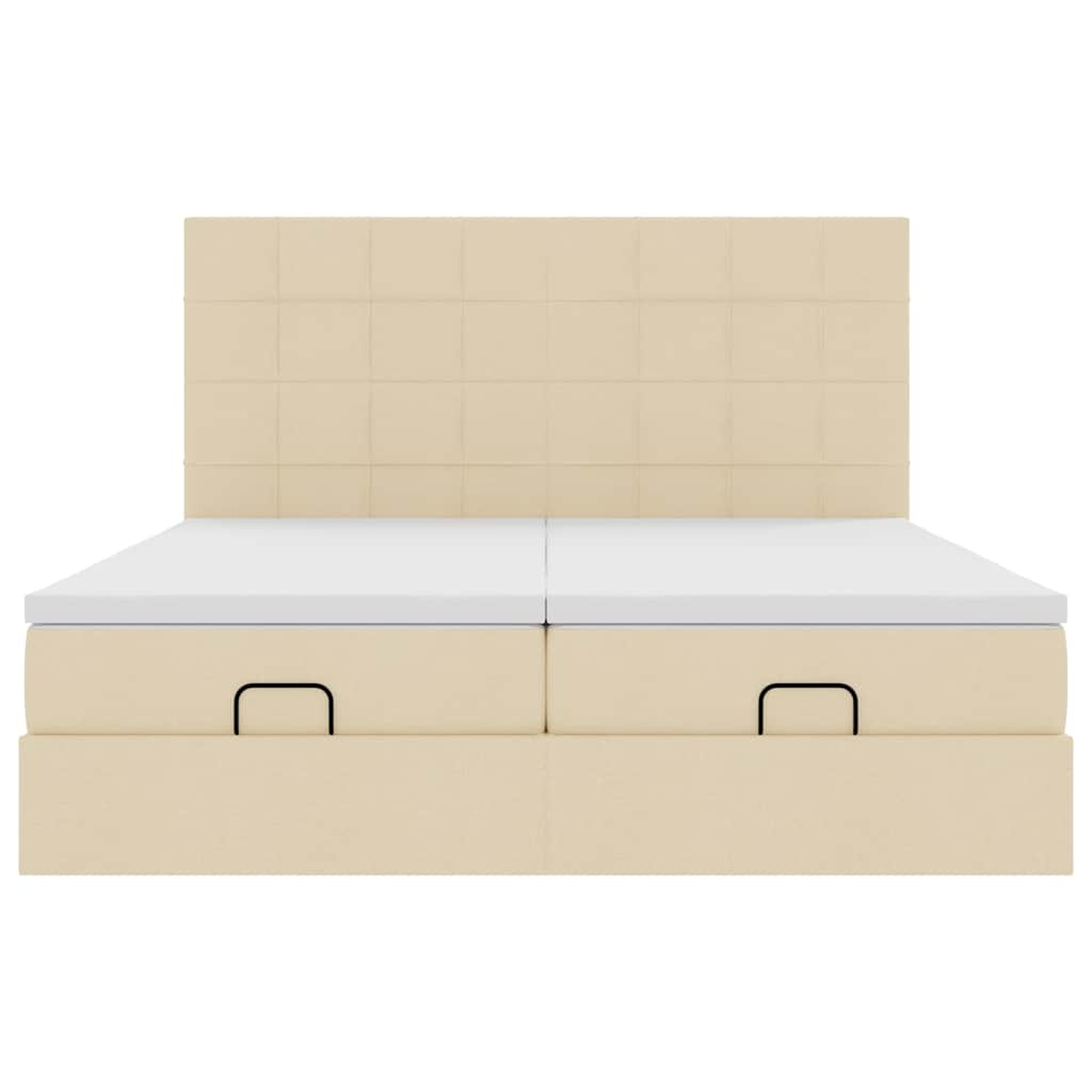 Struttura Letto Pouf con Materassi Crema 180x200 cm in Tessuto | homemem39