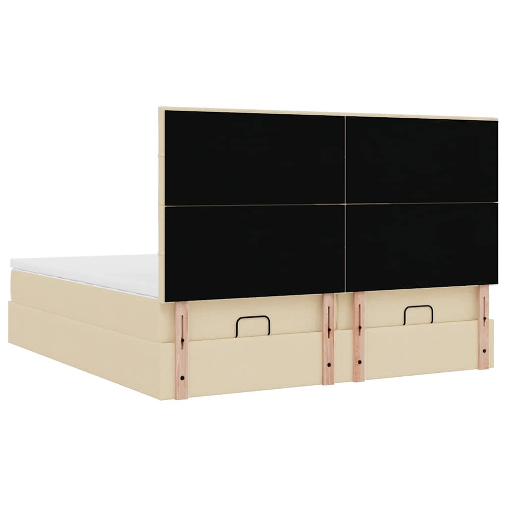 Struttura Letto Pouf con Materassi Crema 180x200 cm in Tessuto | homemem39