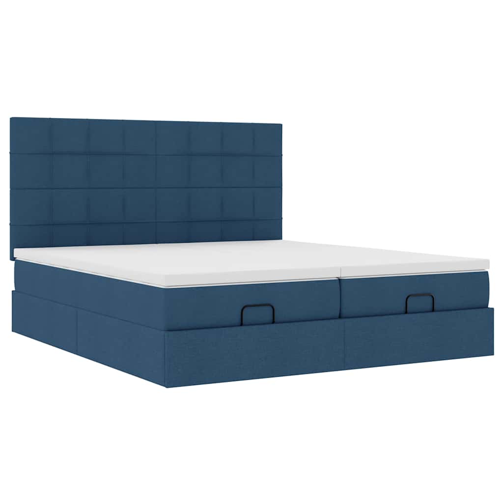 Struttura Letto Pouf con Materassi Blu 180x200cm in Tessuto | homemem39