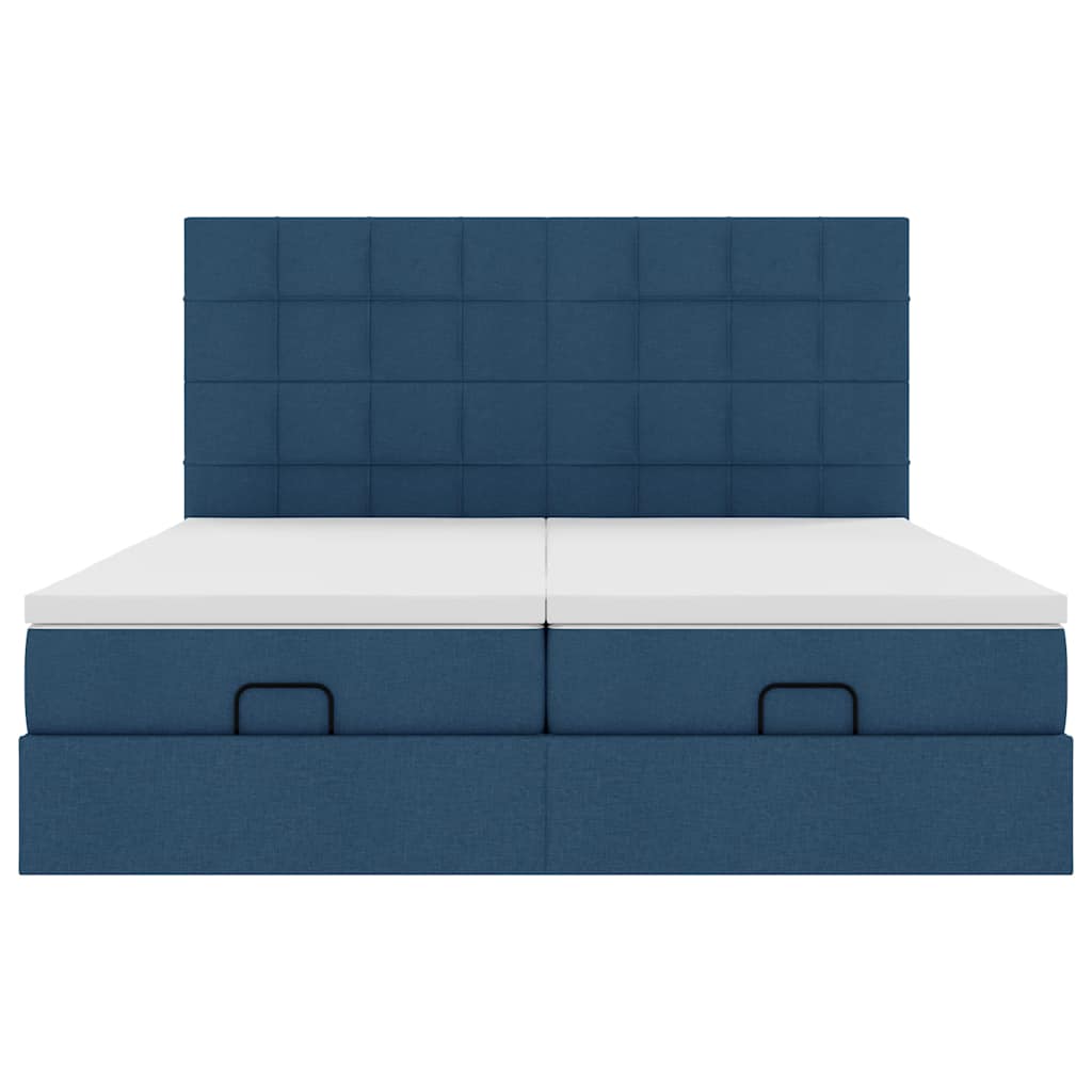 Struttura Letto Pouf con Materassi Blu 180x200cm in Tessuto | homemem39