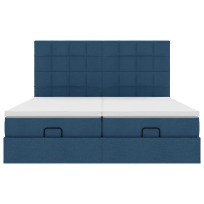 Struttura Letto Pouf con Materassi Blu 180x200cm in Tessuto | homemem39