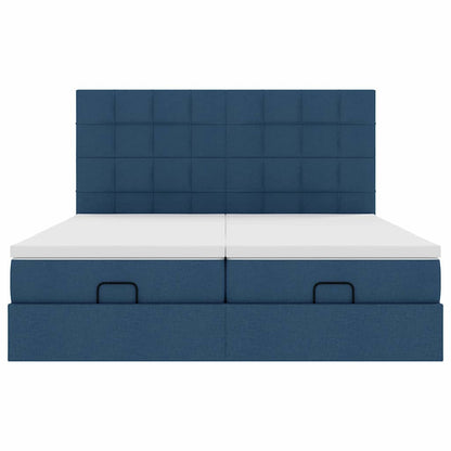 Struttura Letto Pouf con Materassi Blu 200x200 cm in Tessuto | homemem39
