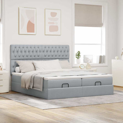 Struttura Letto Pouf con Materassi 160x200 cm in Tessuto | homemem39