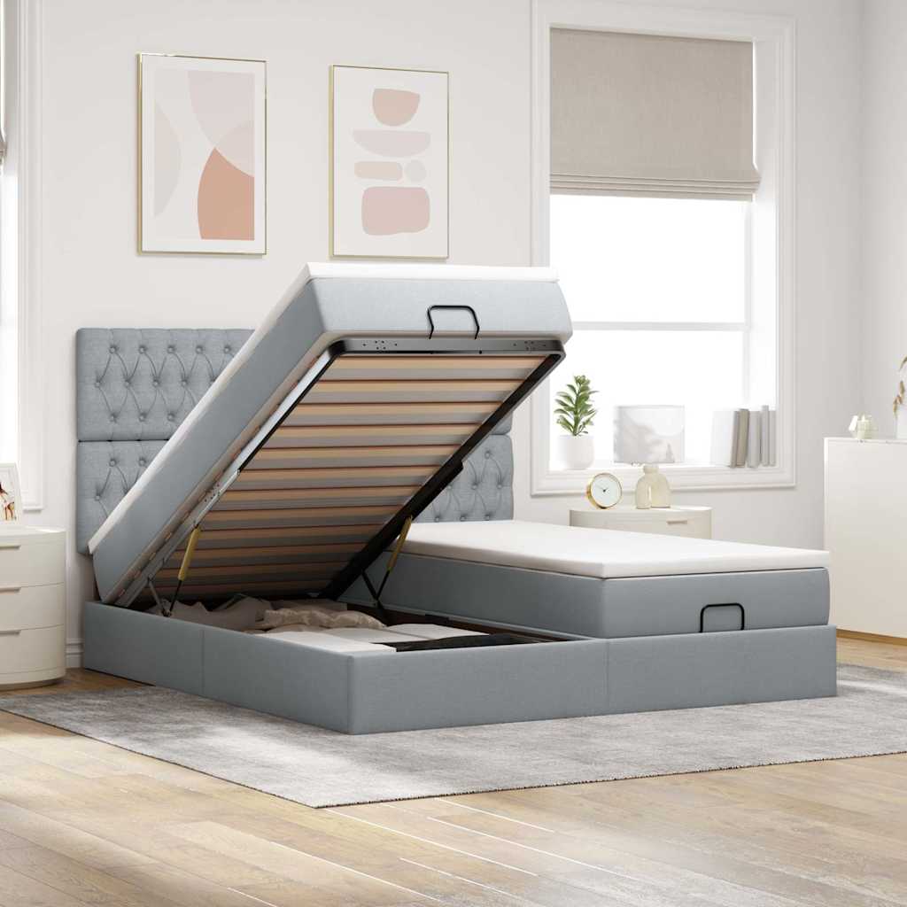 Struttura Letto Pouf con Materassi 160x200 cm in Tessuto | homemem39