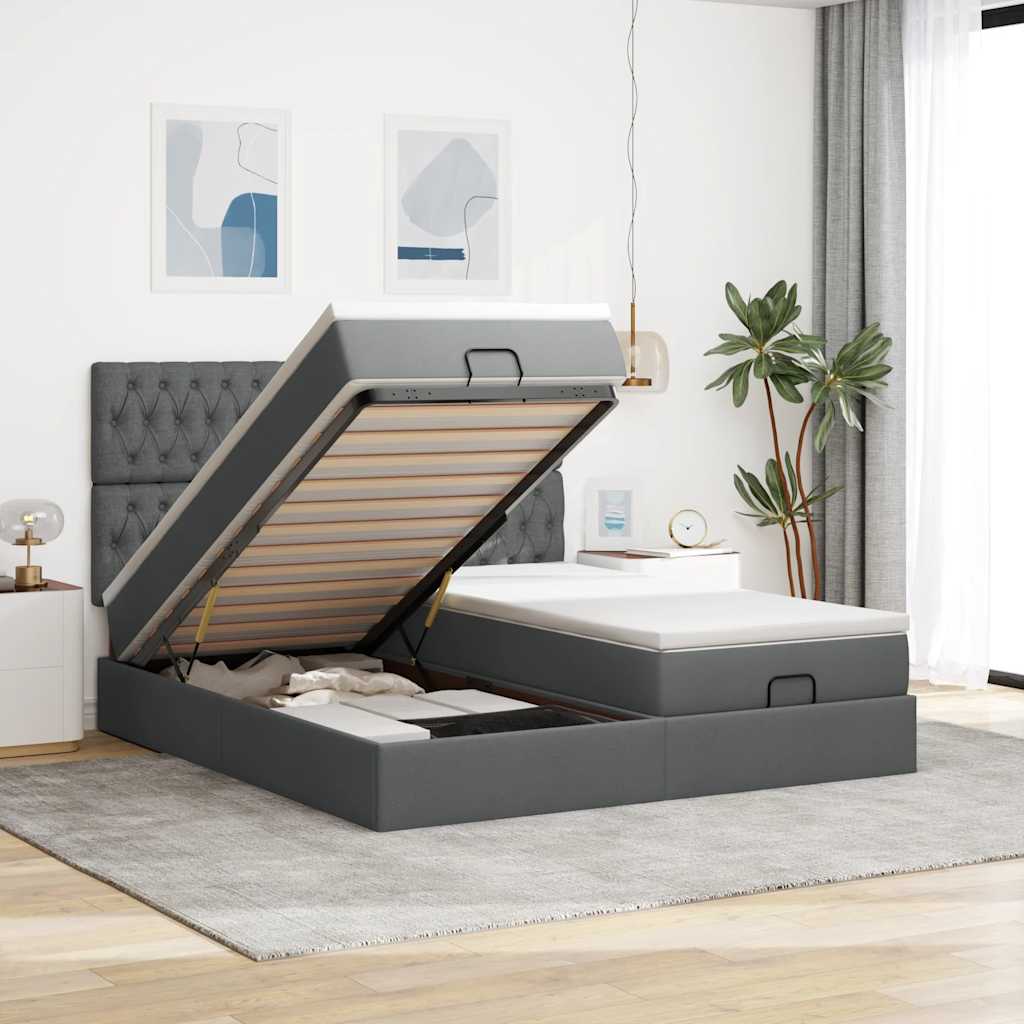 Struttura Letto Pouf con Materassi 160x200 cm in Tessuto | homemem39
