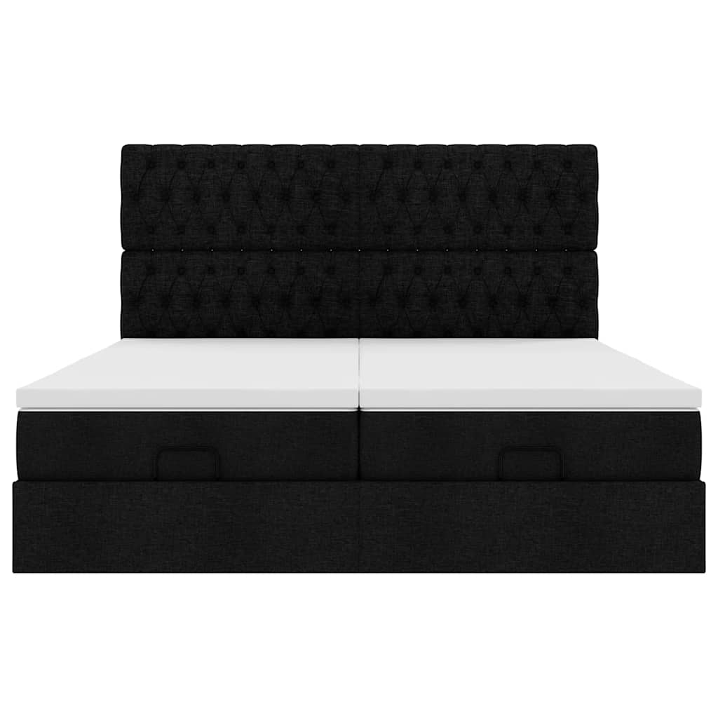 Struttura Letto Pouf con Materassi Nero 160x200 cm in Tessuto | homemem39