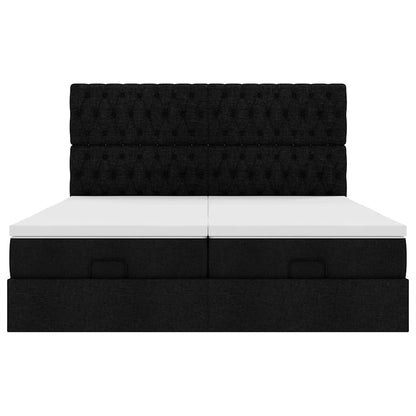 Struttura Letto Pouf con Materassi Nero 160x200 cm in Tessuto | homemem39