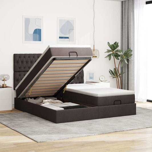 Struttura Letto Pouf con Materassi 160x200 cm in Tessuto | homemem39