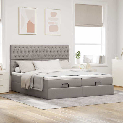 Struttura Letto Pouf con Materassi Tortora 160x200cm in Tessuto | homemem39