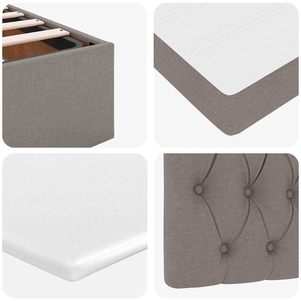 Struttura Letto Pouf con Materassi Tortora 160x200cm in Tessuto