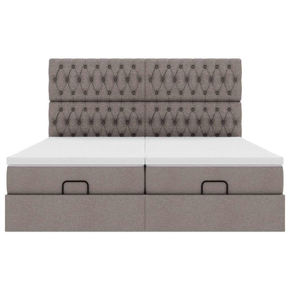 Struttura Letto Pouf con Materassi Tortora 160x200cm in Tessuto | homemem39