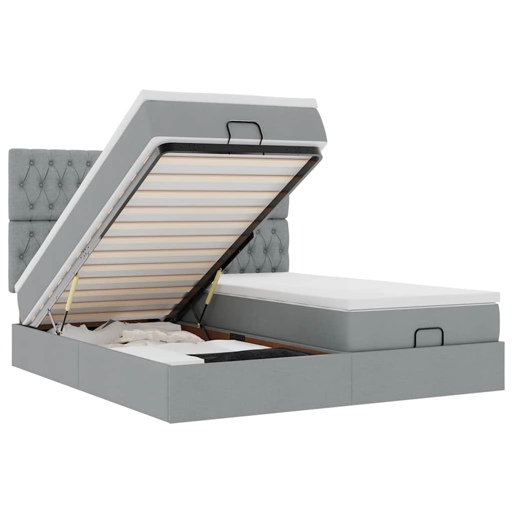 Struttura Letto Pouf con Materassi 180x200 cm in Tessuto - homemem39