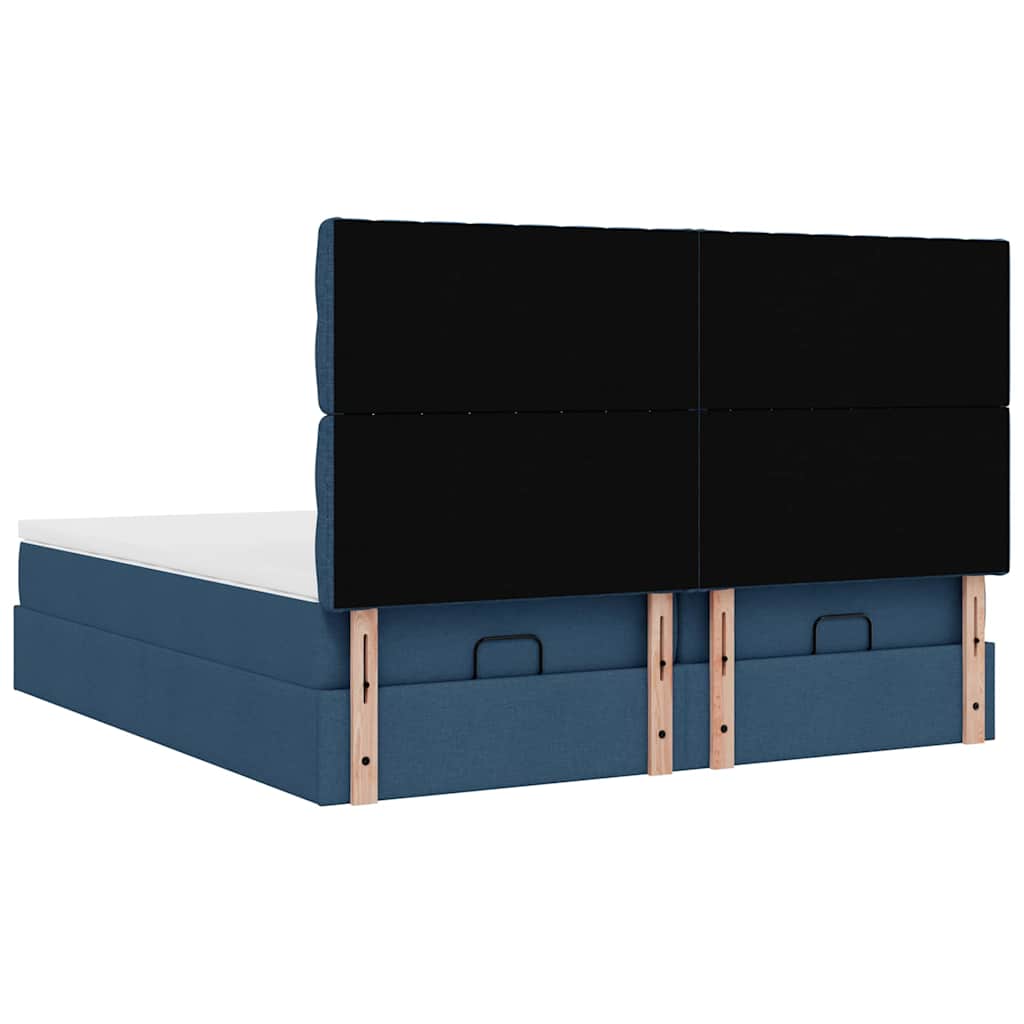 Struttura Letto Pouf con Materassi Blu 180x200cm in Tessuto | homemem39