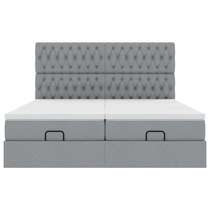 Struttura Letto Pouf con Materassi 200x200 cm in Tessuto - homemem39