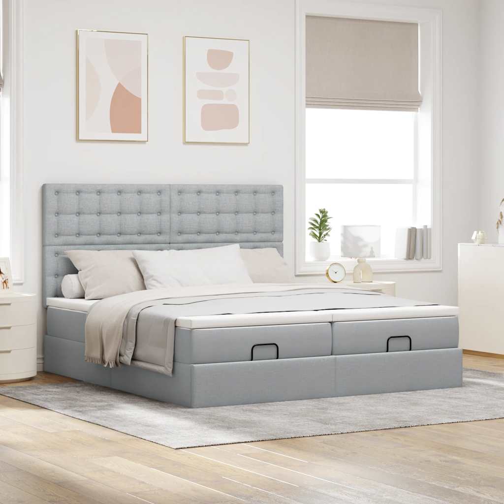 Struttura Letto Pouf con Materassi 160x200 cm in Tessuto | homemem39