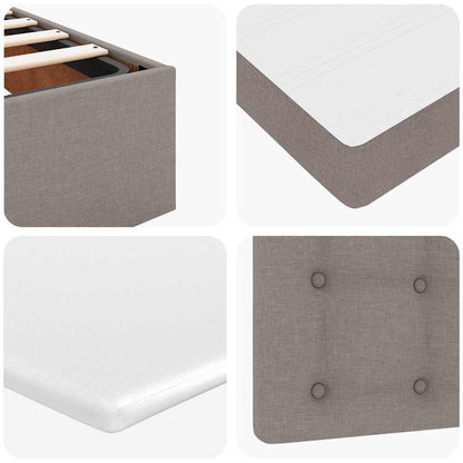 Struttura Letto Pouf con Materassi Tortora 160x200cm in Tessuto