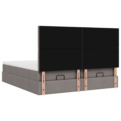Struttura Letto Pouf con Materassi Tortora 160x200cm in Tessuto