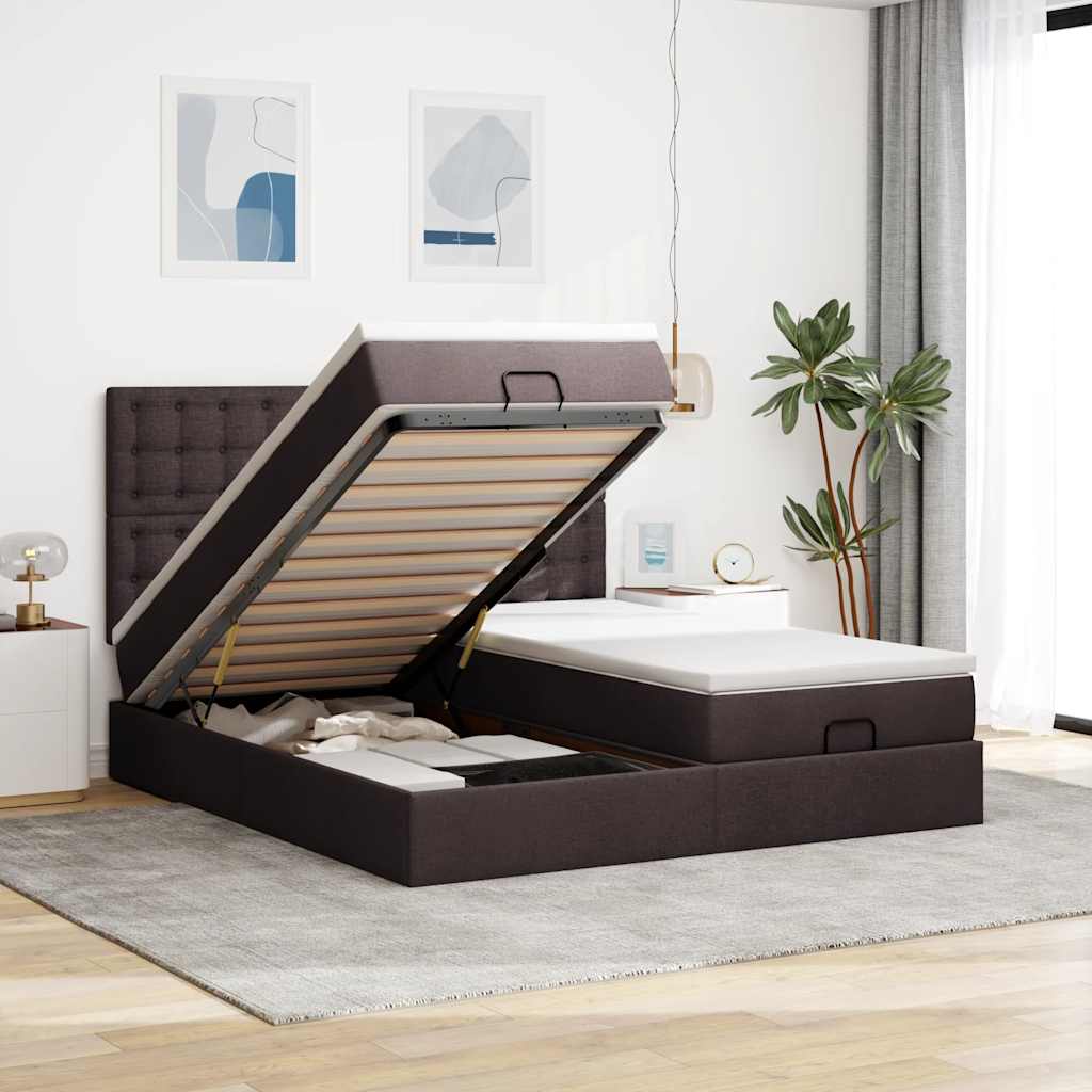 Struttura Letto Pouf con Materassi 180x200 cm in Tessuto