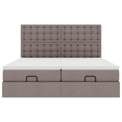 Struttura Letto Pouf con Materassi Tortora 200x200 cm Tessuto